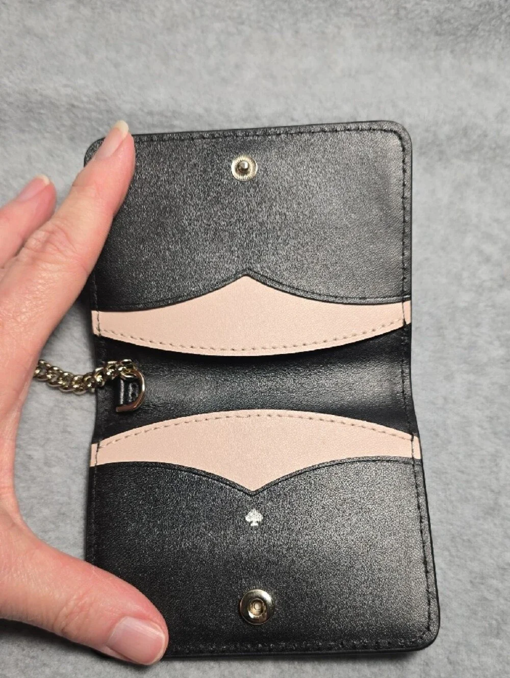 kate spade Black Leather Card & Key Holder with Gold Ring
